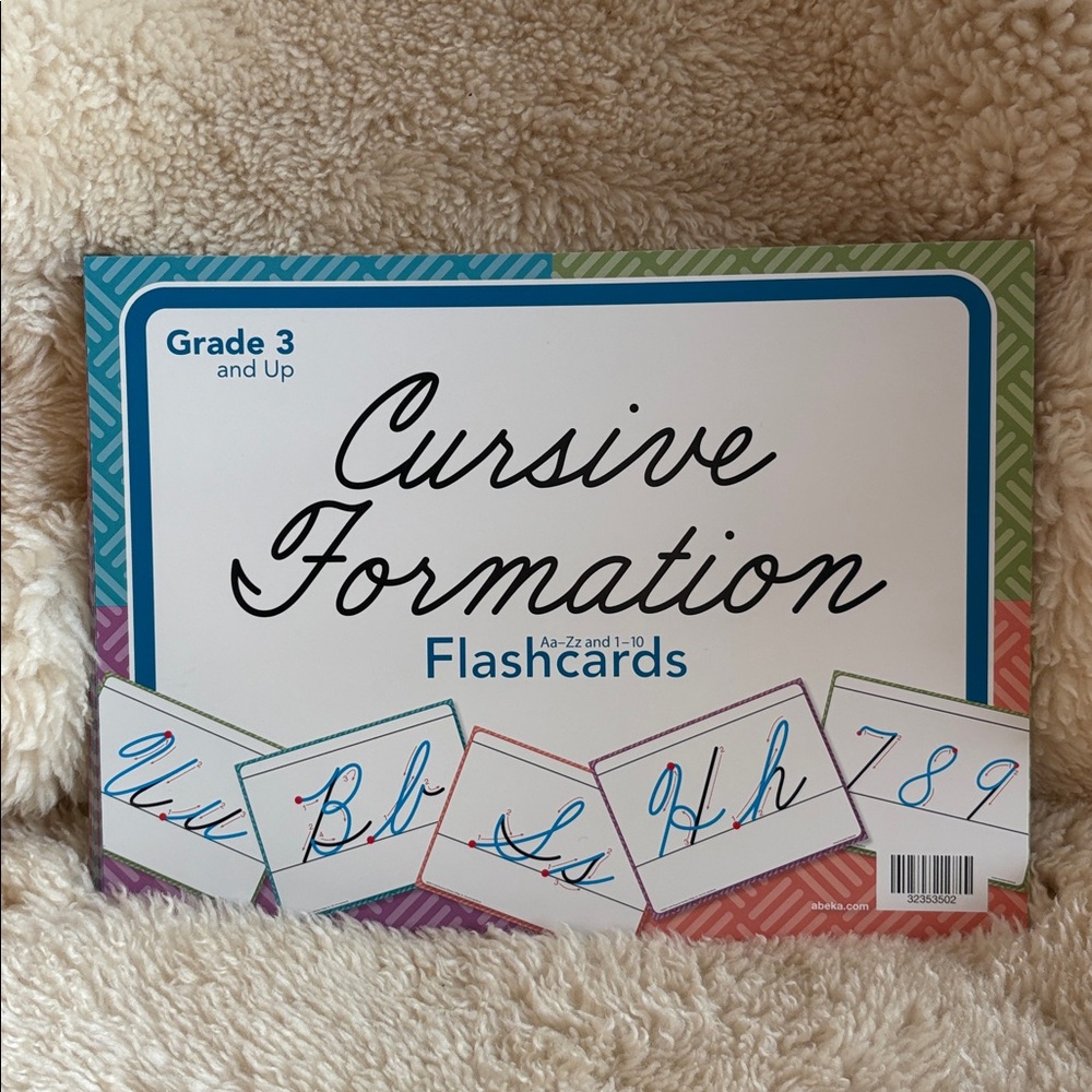 NEW Abeka LARGE alphabet + numbers cursive flash cards | homeschool grade 3